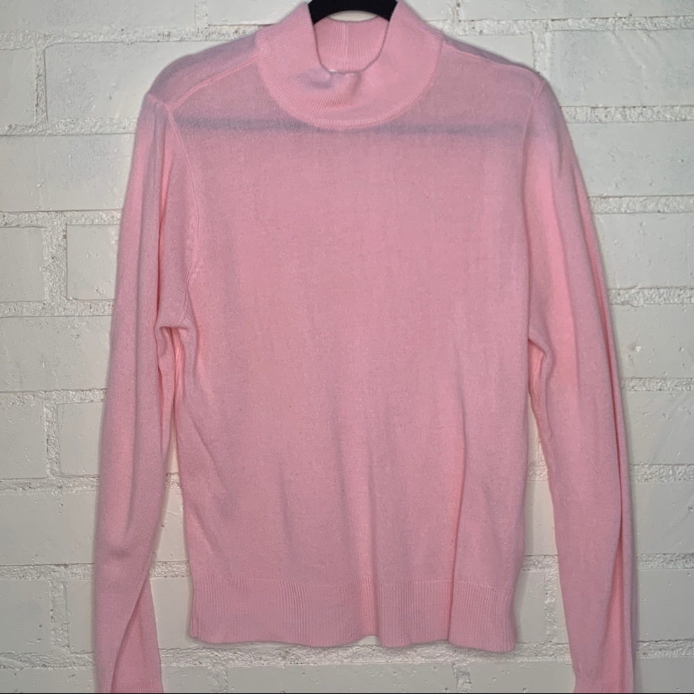 Pink Vintage Mock Neck Soft Sweater